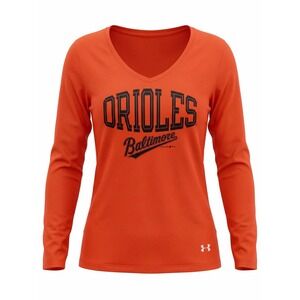 Under Armour Heat Gear Baltimore Orioles orange Long Sleeve v-neck Shirt L/xl